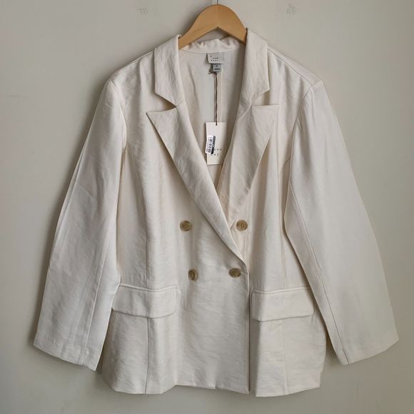 A New Day Women's Essential Blazer Cream White Medium - Picture 3 of 13